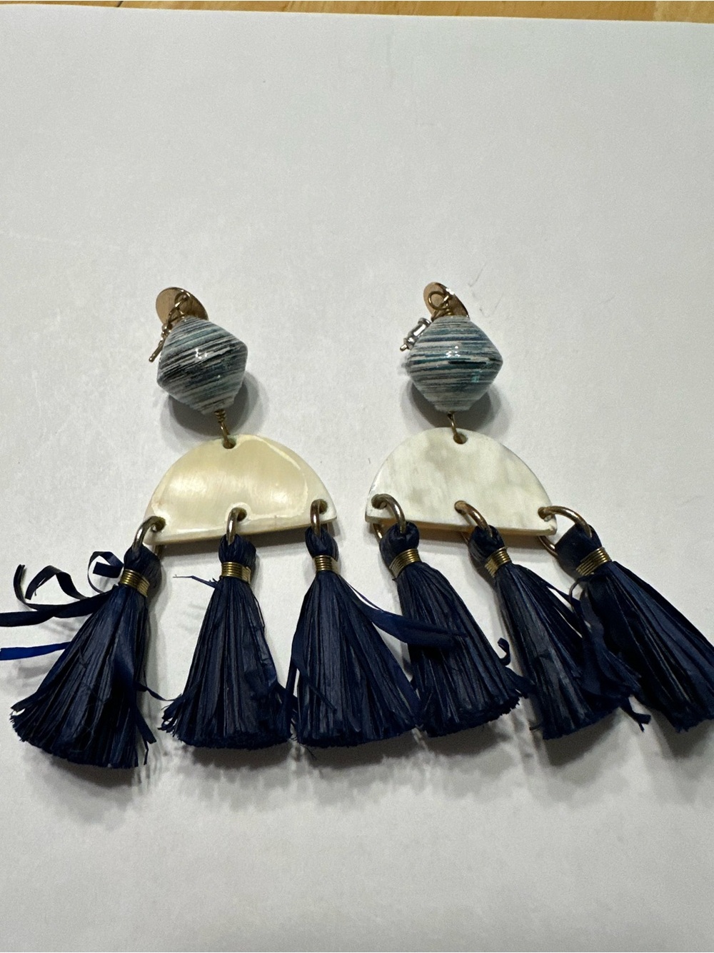 BaubleBar Navy Mamba Drop Earrings with Mother-of-Pearl Accent